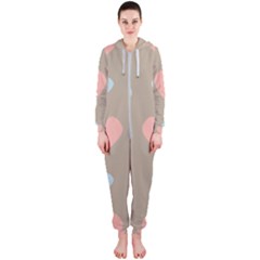 Hearts Heart Love Romantic Brown Hooded Jumpsuit (ladies)  by Sapixe