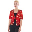 Stars Background Christmas Decoration Cropped Button Cardigan View1