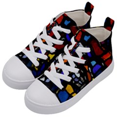 Art Bright Lead Glass Pattern Kid s Mid-top Canvas Sneakers by Sapixe