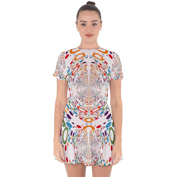 Wallpaper Pattern Colorful Color Drop Hem Mini Chiffon Dress