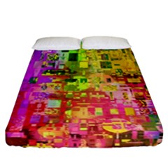 Color Abstract Artifact Pixel Fitted Sheet (california King Size)