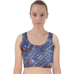 Peacock Feathers Color Plumage Blue Velvet Racer Back Crop Top