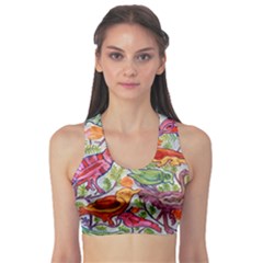 Art Flower Pattern Background Sports Bra by Sapixe