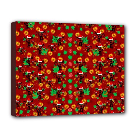 Christmas Time With Santas Helpers Deluxe Canvas 20  X 16  (stretched) by pepitasart