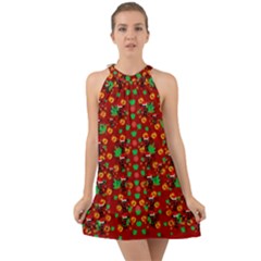 Christmas Time With Santas Helpers Halter Tie Back Chiffon Dress by pepitasart