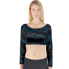 Blue Cat Camo Long Sleeve Crop Top by TopitOff