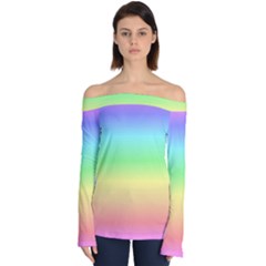 Rainbow Horizon Off Shoulder Long Sleeve Top by TopitOff