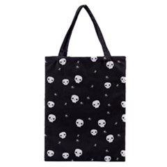 Pattern Skull Stars Halloween Gothic On Black Background Classic Tote Bag by genx