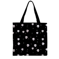 Pattern Skull Stars Halloween Gothic On Black Background Zipper Grocery Tote Bag by genx