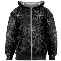 Pattern Spiderweb Halloween Gothic On Black Background Kids Zipper Hoodie Without Drawstring by genx