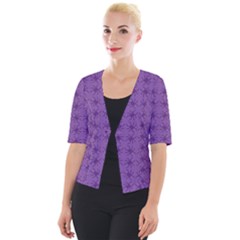 Pattern Spiders Purple And Black Halloween Gothic Modern Cropped Button Cardigan by genx