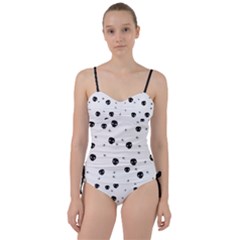 Pattern Skull Stars Handrawn Naive Halloween Gothic Black And White Sweetheart Tankini Set by genx