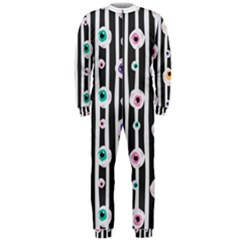 Pattern Eyeball Black And White Naive Stripes Gothic Halloween Onepiece Jumpsuit (men)  by genx