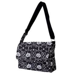 Pattern Pumpkin Spider Vintage Gothic Halloween Black And White Full Print Messenger Bag by genx