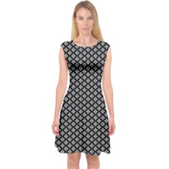 Logo Kek Pattern Black And White Kekistan Black Background Capsleeve Midi Dress by snek