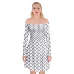 Logo Kek Pattern Black And White Kekistan White Background Off Shoulder Skater Dress by snek