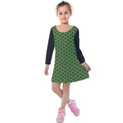 Logo Kek Pattern Black And Kekistan Green Background Kids  Long Sleeve Velvet Dress by snek