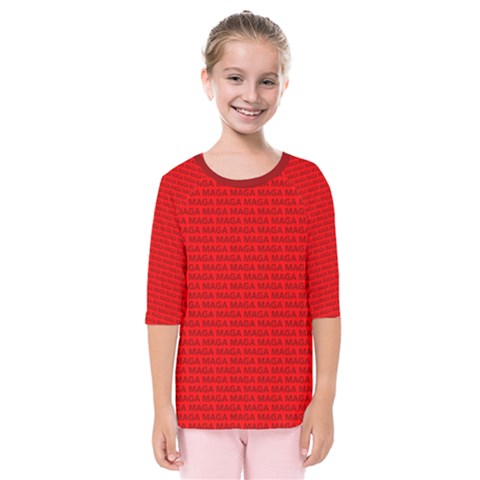 Maga Make America Great Again Usa Pattern Red Kids  Quarter Sleeve Raglan Tee by snek