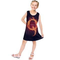 Qanon Letter Q Fire Effect Wwgowga Wwg1wga Kids  Tunic Dress by snek