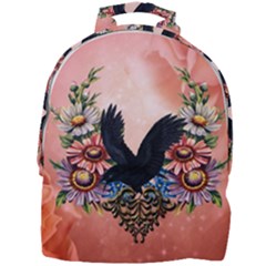 Wonderful Crow With Flowers On Red Vintage Dsign Mini Full Print Backpack by FantasyWorld7