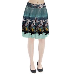 Wonderful Fmermaid With Turtle In The Deep Ocean Pleated Skirt by FantasyWorld7