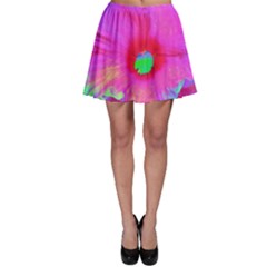 Psychedelic Pink And Red Hibiscus Flower Skater Skirt by myrubiogarden