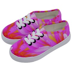 Fiery Hot Pink And Yellow Cactus Dahlia Flower Kids  Classic Low Top Sneakers by myrubiogarden