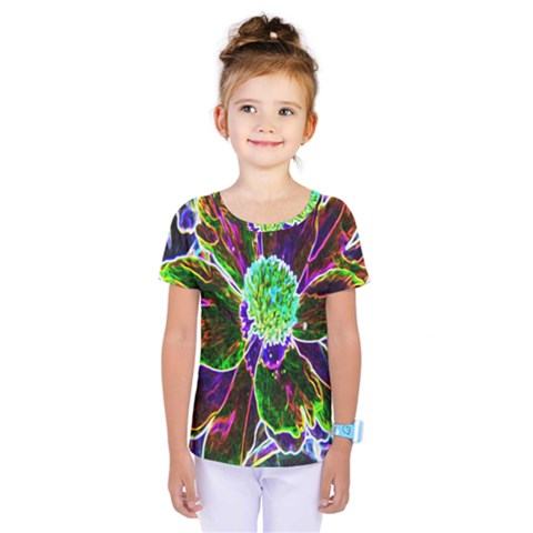 Abstract Garden Peony In Black And Blue Kids  One Piece Tee by myrubiogarden