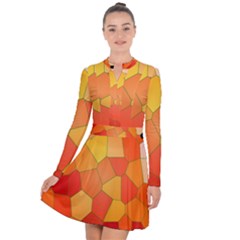 Background Pattern Orange Mosaic Long Sleeve Panel Dress by Mariart