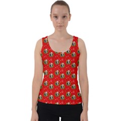 Trump Wrait Pattern Make Christmas Great Again Maga Funny Red Gift With Snowflakes And Trump Face Smiling Velvet Tank Top by snek