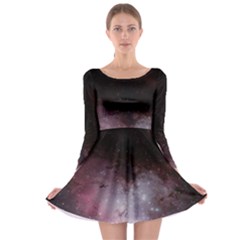 Eagle Nebula Wine Pink And Purple Pastel Stars Astronomy Long Sleeve Skater Dress