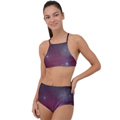 Christmas Tree Cluster Red Stars Nebula Constellation Astronomy High Waist Tankini Set