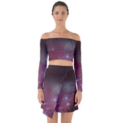Christmas Tree Cluster Red Stars Nebula Constellation Astronomy Off Shoulder Top With Skirt Set by genx
