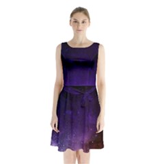 Carina Nebula Ngc 3372 The Grand Nebula Pink Purple And Blue With Shiny Stars Astronomy Sleeveless Waist Tie Chiffon Dress by genx