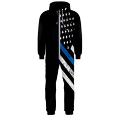 Usa Flag The Thin Blue Line I Back The Blue Usa Flag Grunge On Black Background Hooded Jumpsuit (men)  by snek