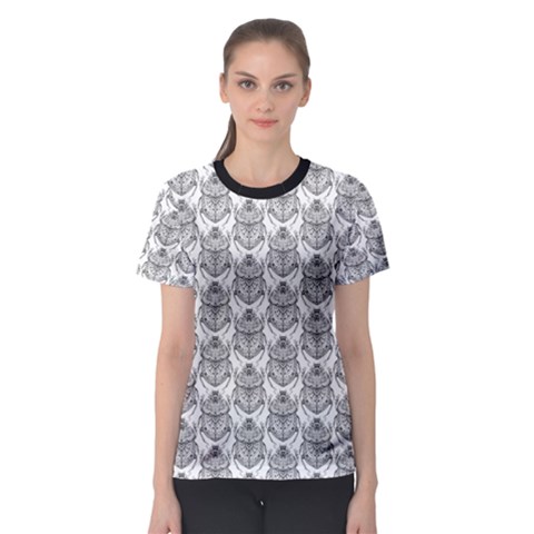 Scarab Pattern Egyptian Mythology Black And White Women s Sport Mesh Tee by genx