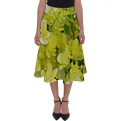 Elegant Chartreuse Green Limelight Hydrangea Macro Perfect Length Midi Skirt by myrubiogarden