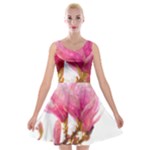 Wild Magnolia flower, watercolor art Velvet Skater Dress