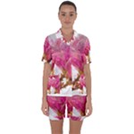 Wild Magnolia flower, watercolor art Satin Short Sleeve Pyjamas Set