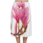 Wild Magnolia flower, watercolor art Velvet Flared Midi Skirt
