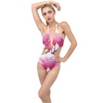 Wild Magnolia flower, watercolor art Plunging Cut Out Swimsuit