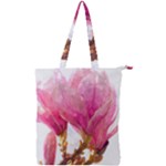Wild Magnolia flower, watercolor art Double Zip Up Tote Bag