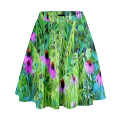 Purple Coneflower Garden With Tiger Eye Tree High Waist Skirt