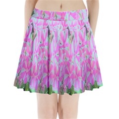 Hot Pink And White Peppermint Twist Garden Phlox Pleated Mini Skirt by myrubiogarden