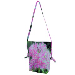 Hot Pink And White Peppermint Twist Garden Phlox Folding Shoulder Bag by myrubiogarden