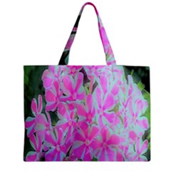 Hot Pink And White Peppermint Twist Garden Phlox Medium Tote Bag by myrubiogarden