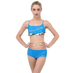 Elf On A Shelf In Sled Snowflakes Layered Top Bikini Set by Wegoenart