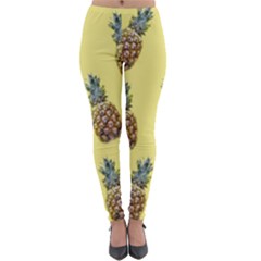 Pineapples Fruit Pattern Texture Lightweight Velour Leggings by Simbadda