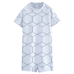 Honeycomb Pattern Black And White Kids  Boyleg Half Suit Swimwear by picsaspassion