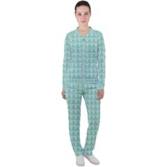 Mint Triangle Shape Pattern Casual Jacket And Pants Set by picsaspassion